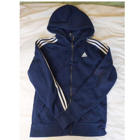 Adidas Men's Size Small Full Zip Classic Blue Hoodie - Picture 2 of 8